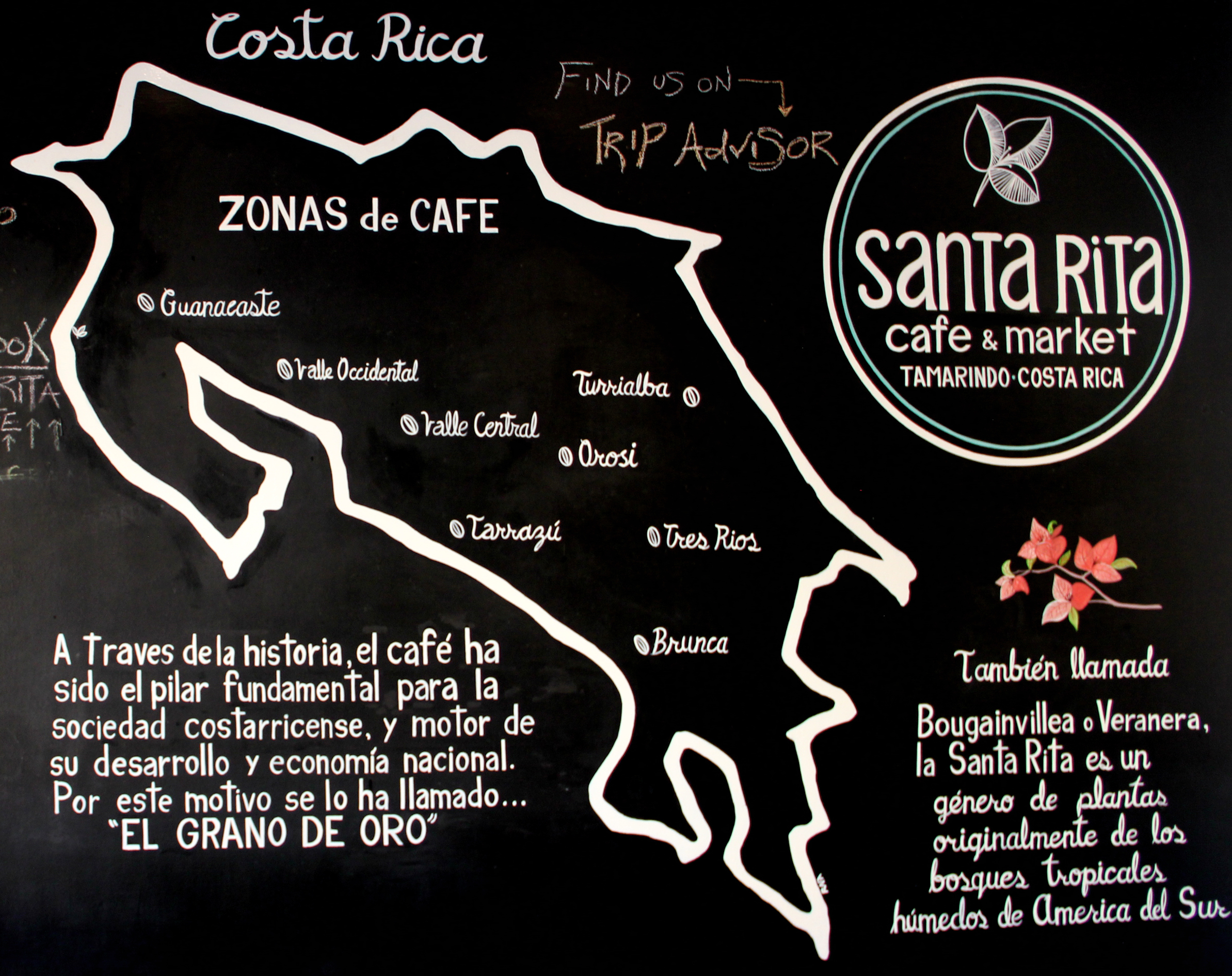 Costa Rica coffee map