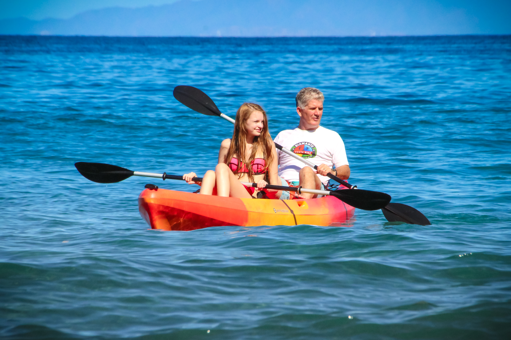 family kayaking
